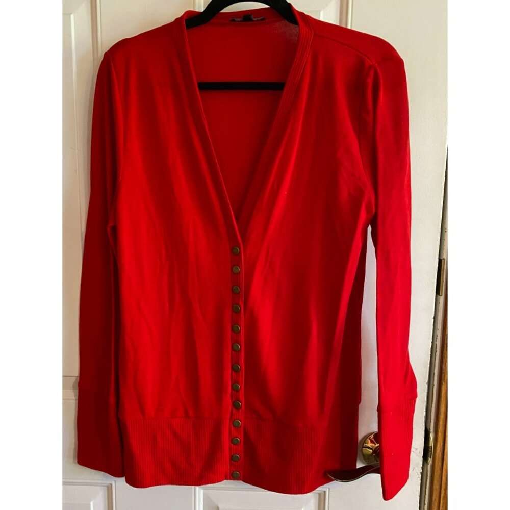 VERABENDI Women's Large Long Sleeve Snap close Knit Cardigan Sweater Red